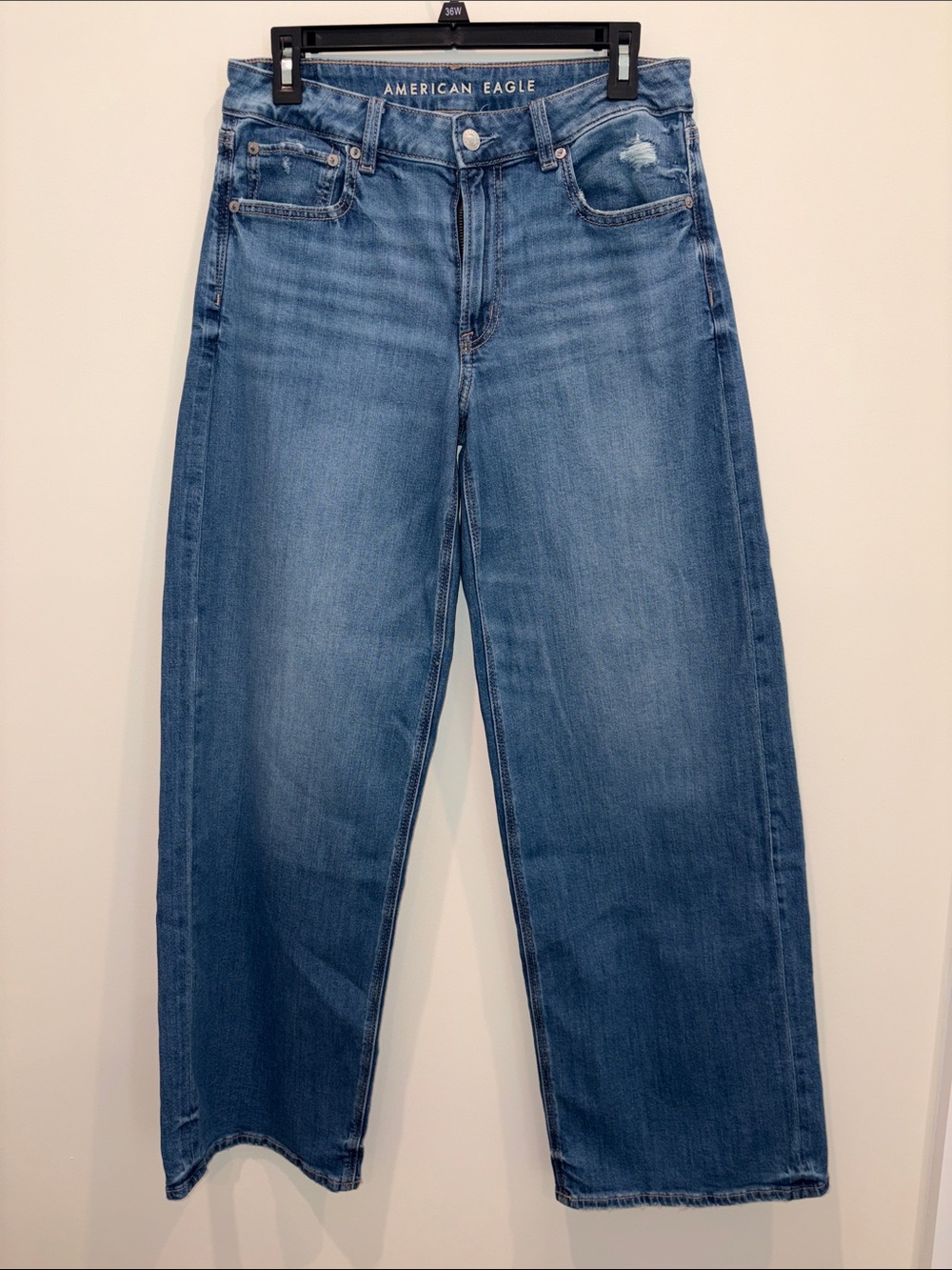 American Eagle Outfitters Wide-Leg Denim Jeans in Medium Blue